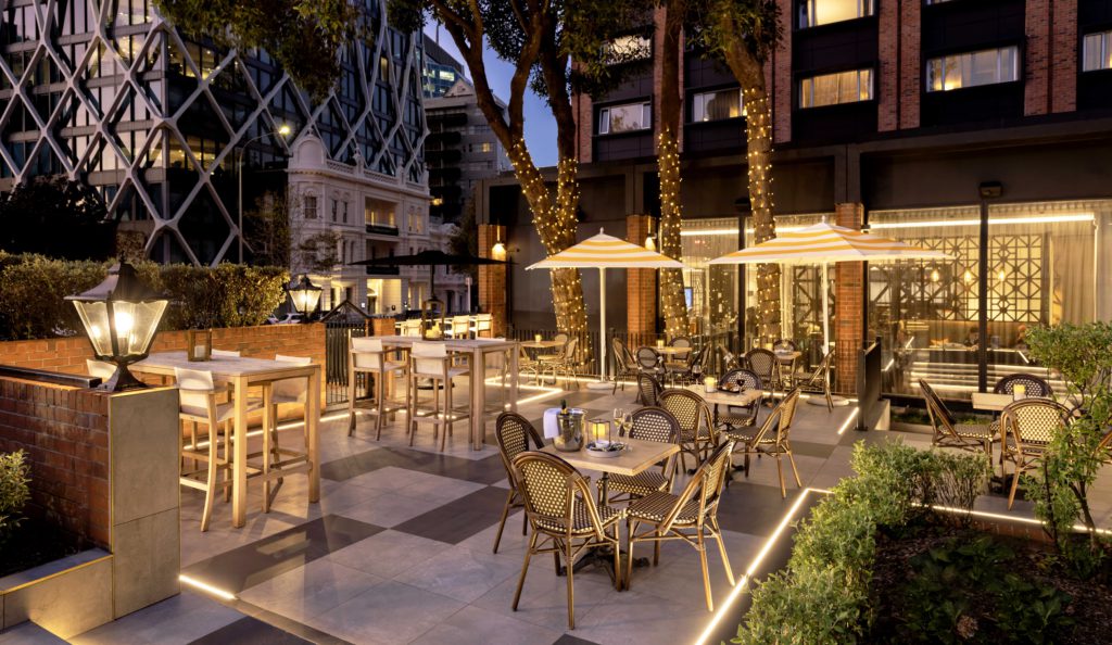 The Tapestry courtyard at The Pullman Hotel, Auckland
