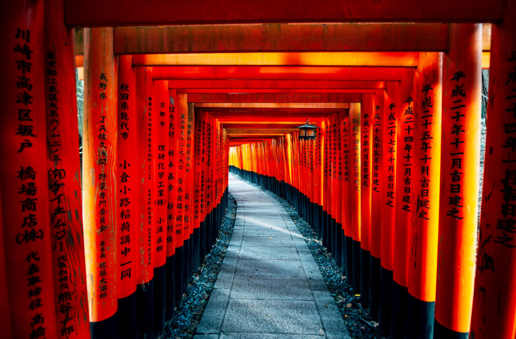 The Fushimi-Inari Shrine path in Kyoto