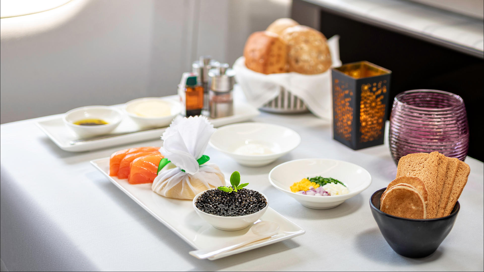 Qatar Airways caviar service