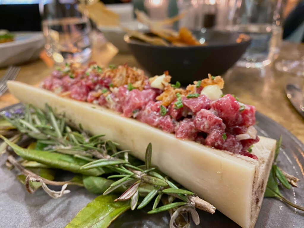 Blackmore tartare, smoked bone marrow. Photo: Harmeet Sehgal