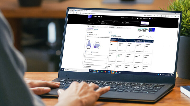 United Airlines digital sizing tools