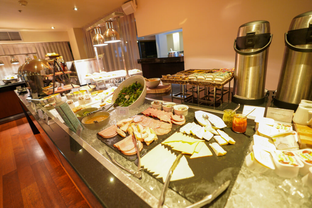 Breakfast spread at three sixty Restaurant & Bar