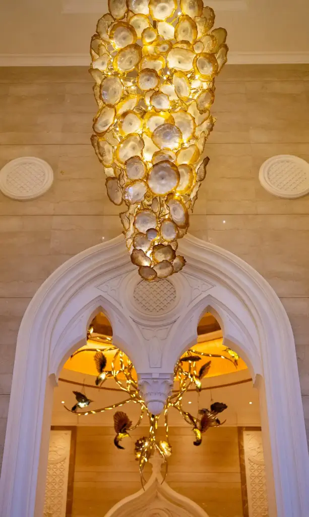 Cascading Chandeliers in the lobby at Marsa Malaz  Kempinski
